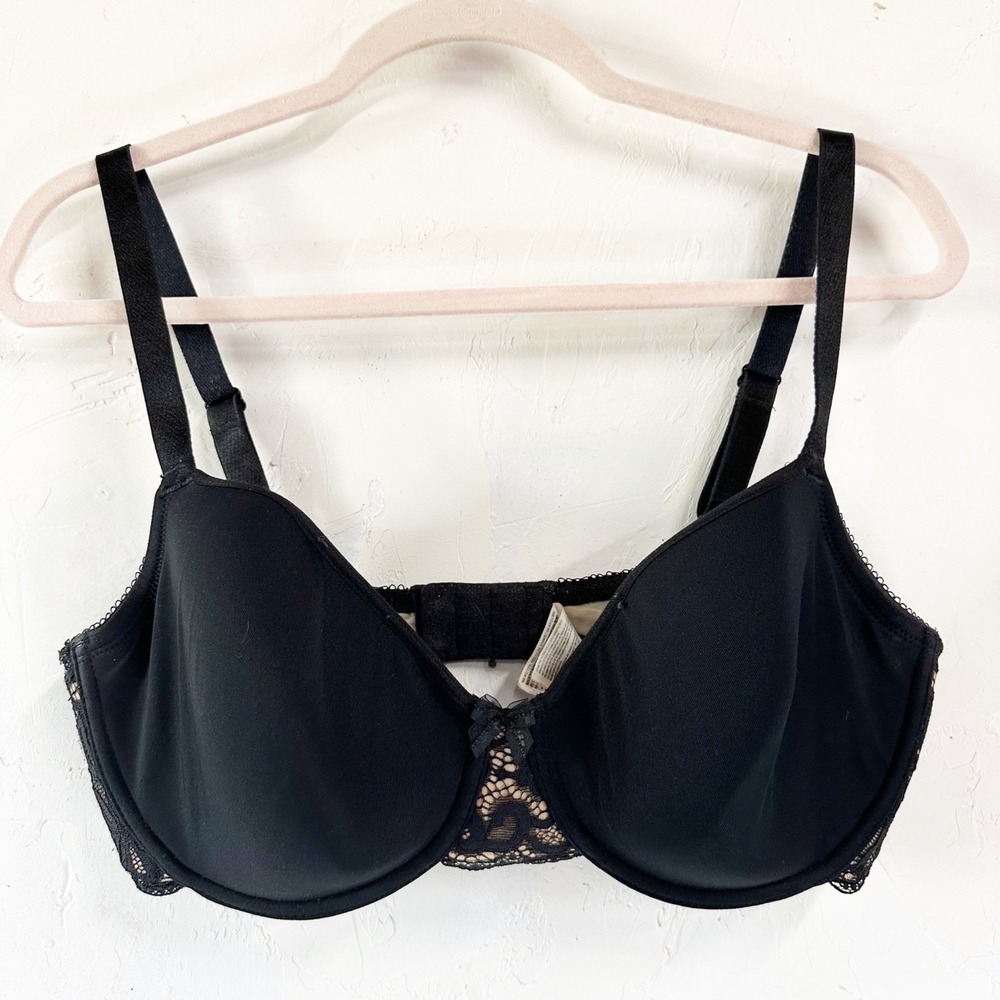 Wacoal All Dressed Up T-Shirt Bra Black Nude Lace Underwire 853166 36DD